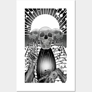 3 head skeleton Posters and Art